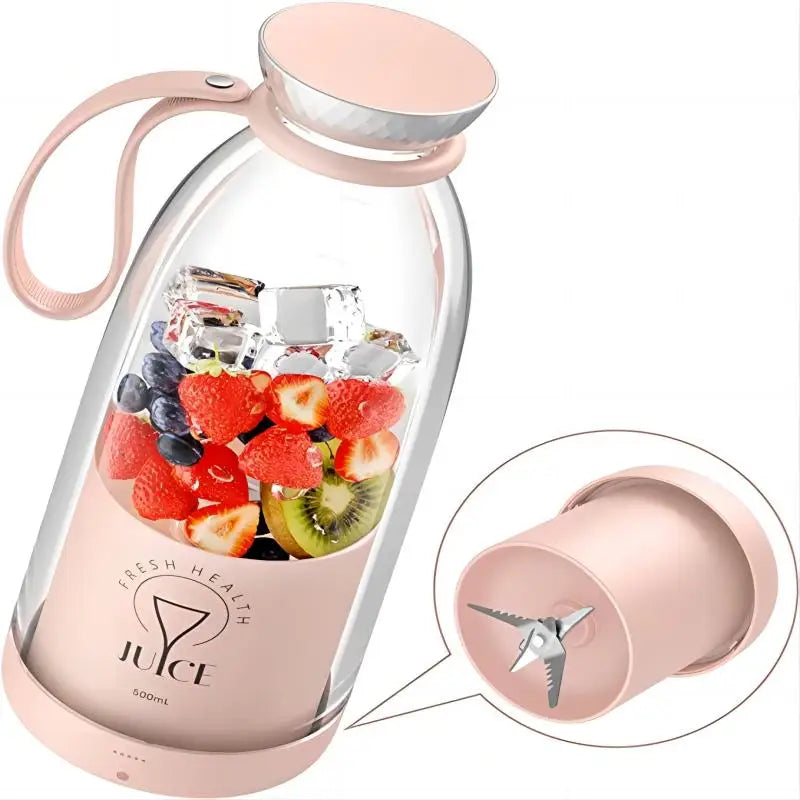 Versatile 500ml Portable USB Juicer with 6 Blades - Perfect for Fresh Juice, Milkshakes, and Ice Crushing!
