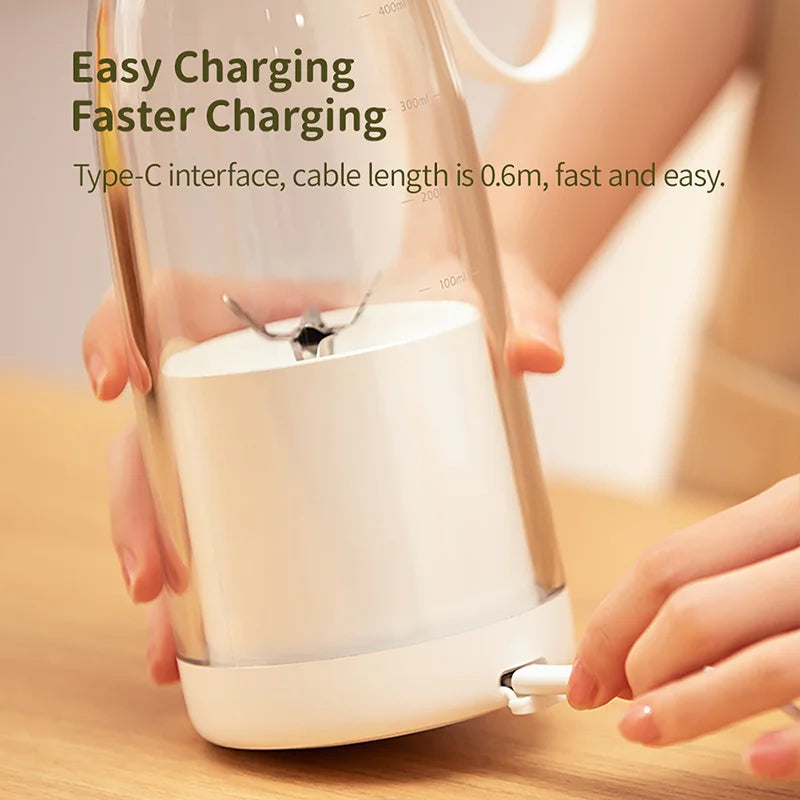 Versatile 500ml Portable USB Juicer with 6 Blades - Perfect for Fresh Juice, Milkshakes, and Ice Crushing!