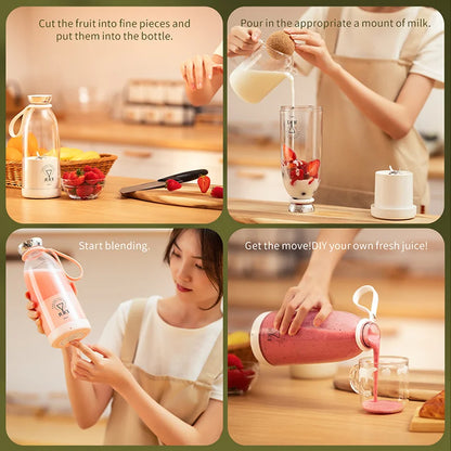 Versatile 500ml Portable USB Juicer with 6 Blades - Perfect for Fresh Juice, Milkshakes, and Ice Crushing!